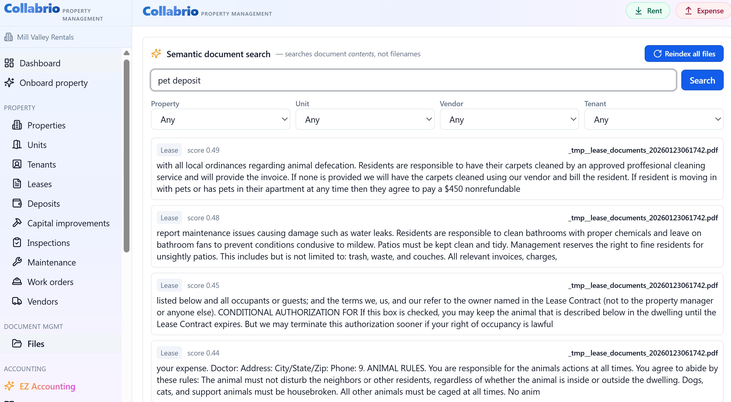 Collabrio semantic document search